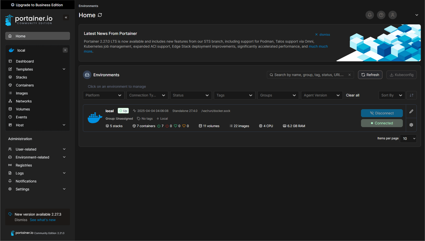 Portainer Dashboard